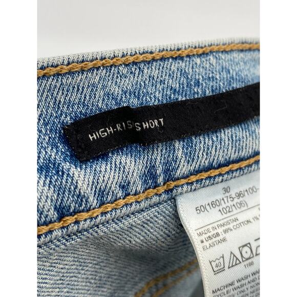 BANANA REPUBLIC Women’s Blue Medium Wash Denim Distressed High-Rise Shorts SZ 30 - Picture 9 of 12